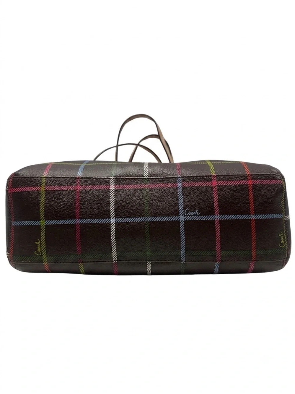 Coach Peyton Tattersall Plaid Tote Bag